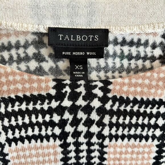 Talbots Sweater Womens XS Multicolor Houndstooth Pure Merino Wool Pullover - Picture 7 of 9